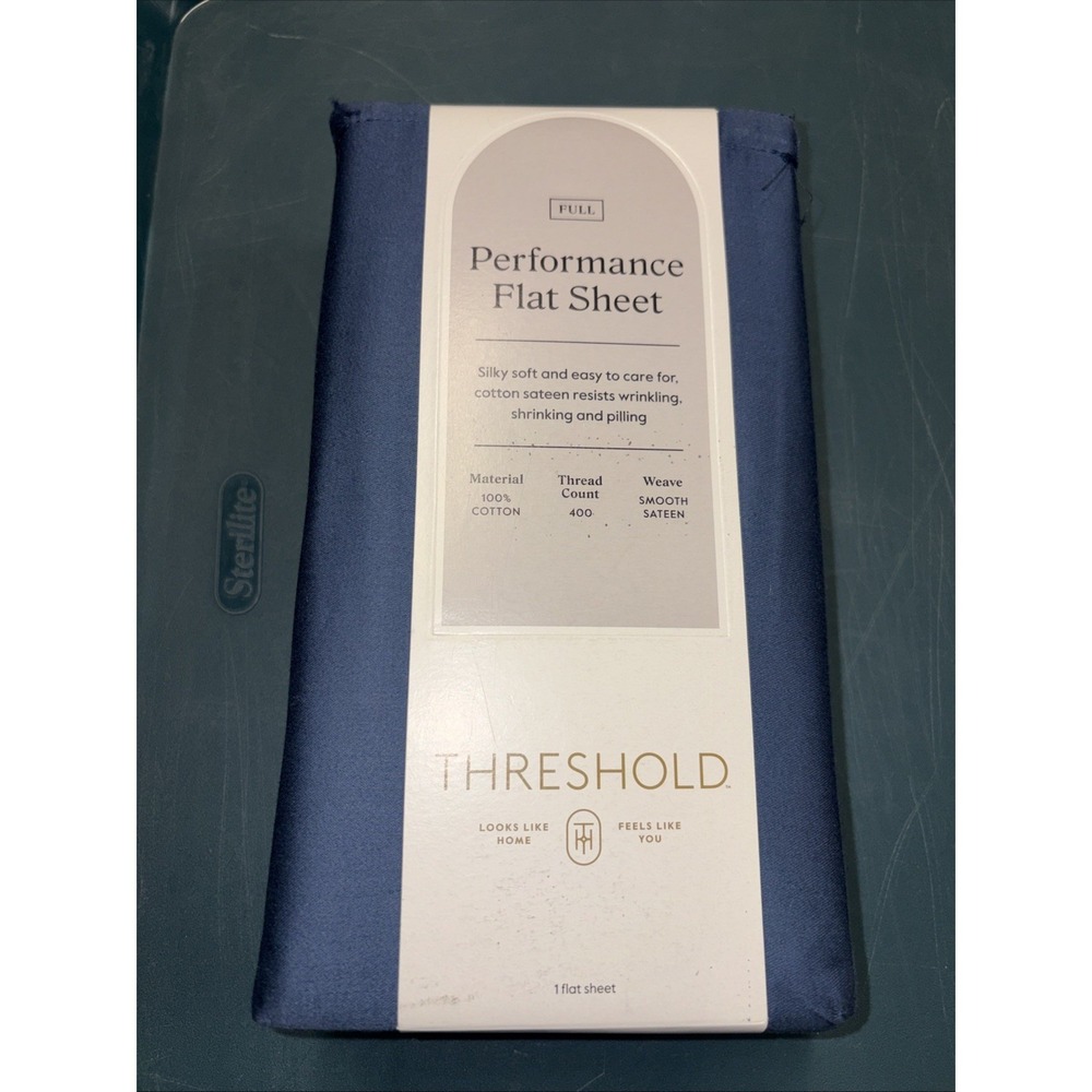 Threshold Performance Flat Cotton‎ Sheet Full Metallic Blue 400TC